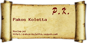 Pakos Koletta névjegykártya